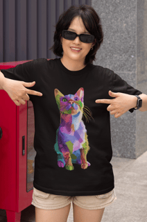 Camiseta Personalizada Gato colorido Abstrato