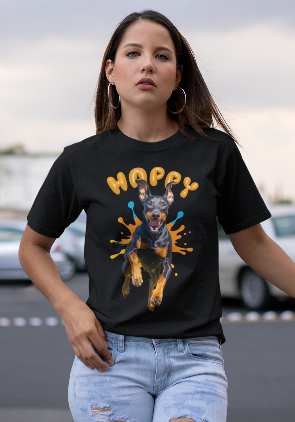 Camiseta Doberman Happy