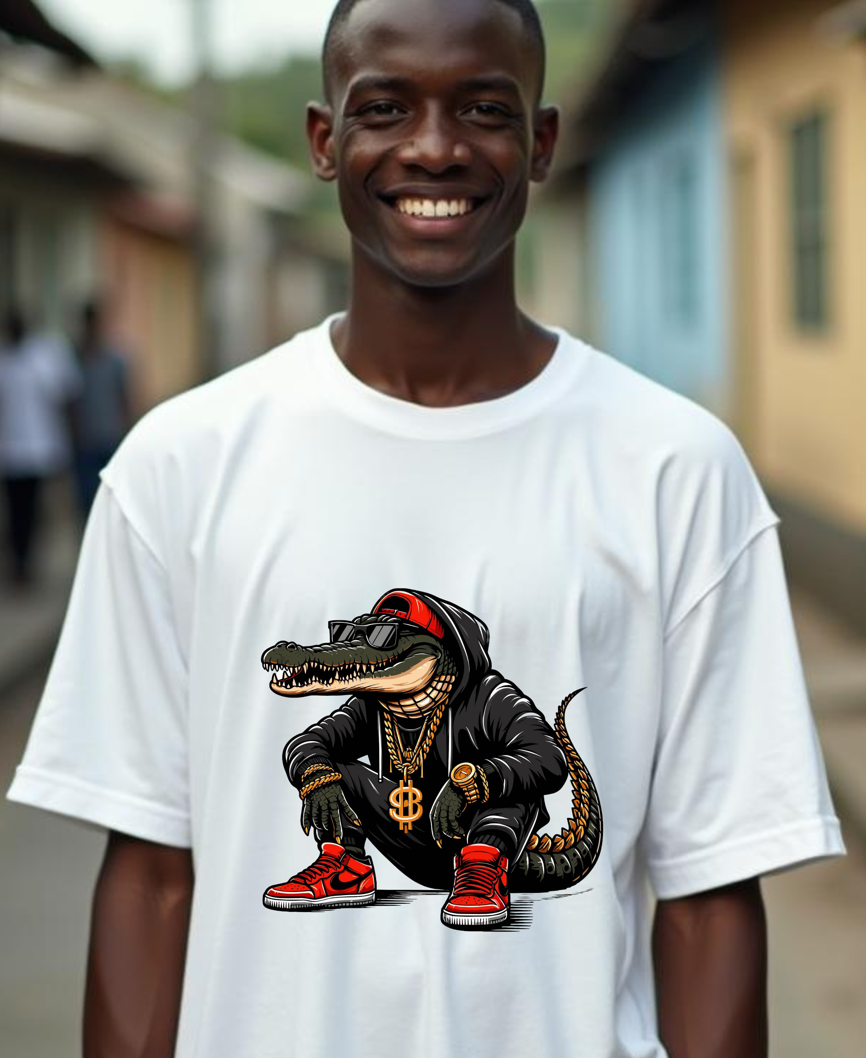 Camiseta Oversized Crocodilo Gangsta