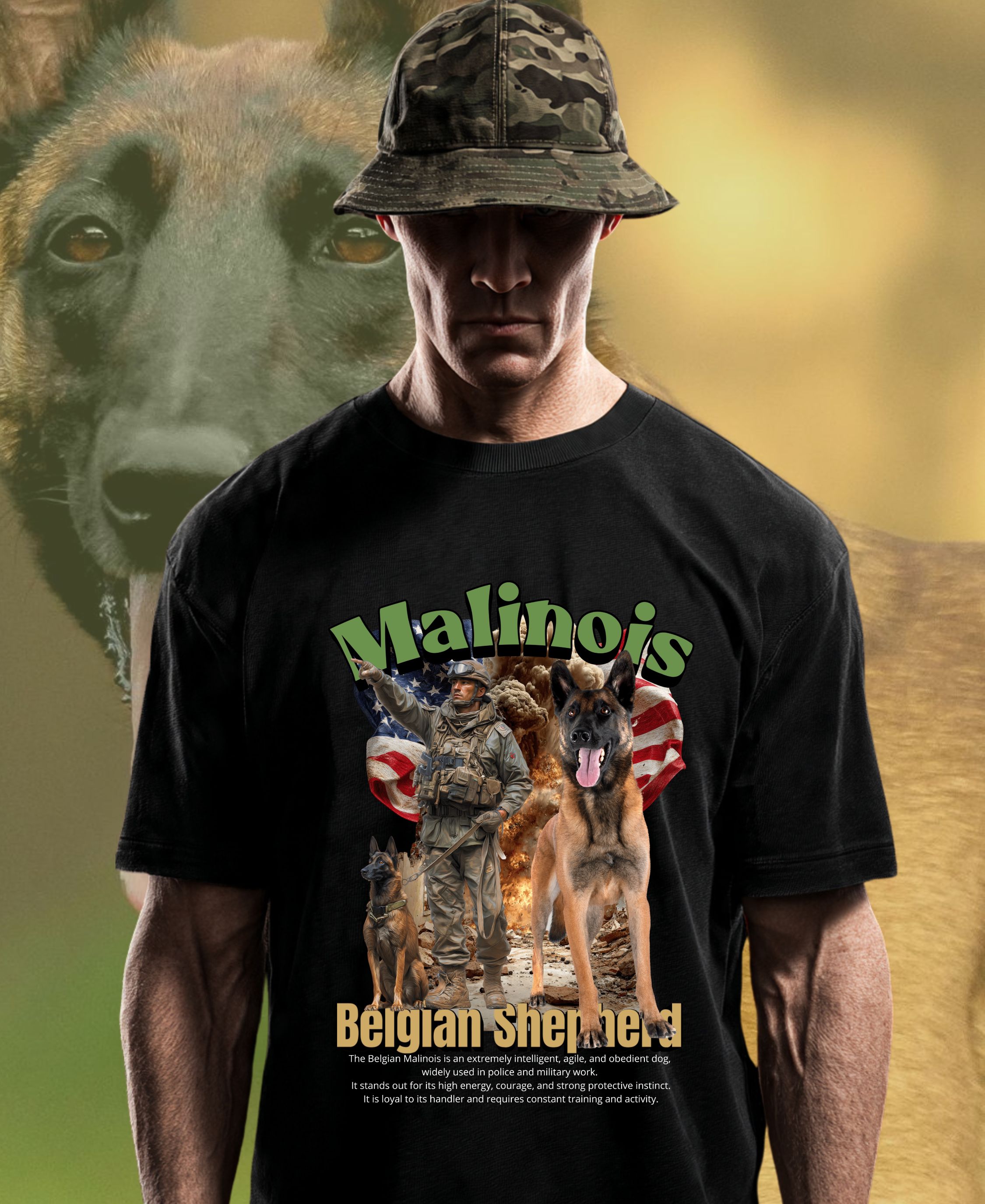 Nome do produto: Camiseta Prime Pastor Belga Malinois
