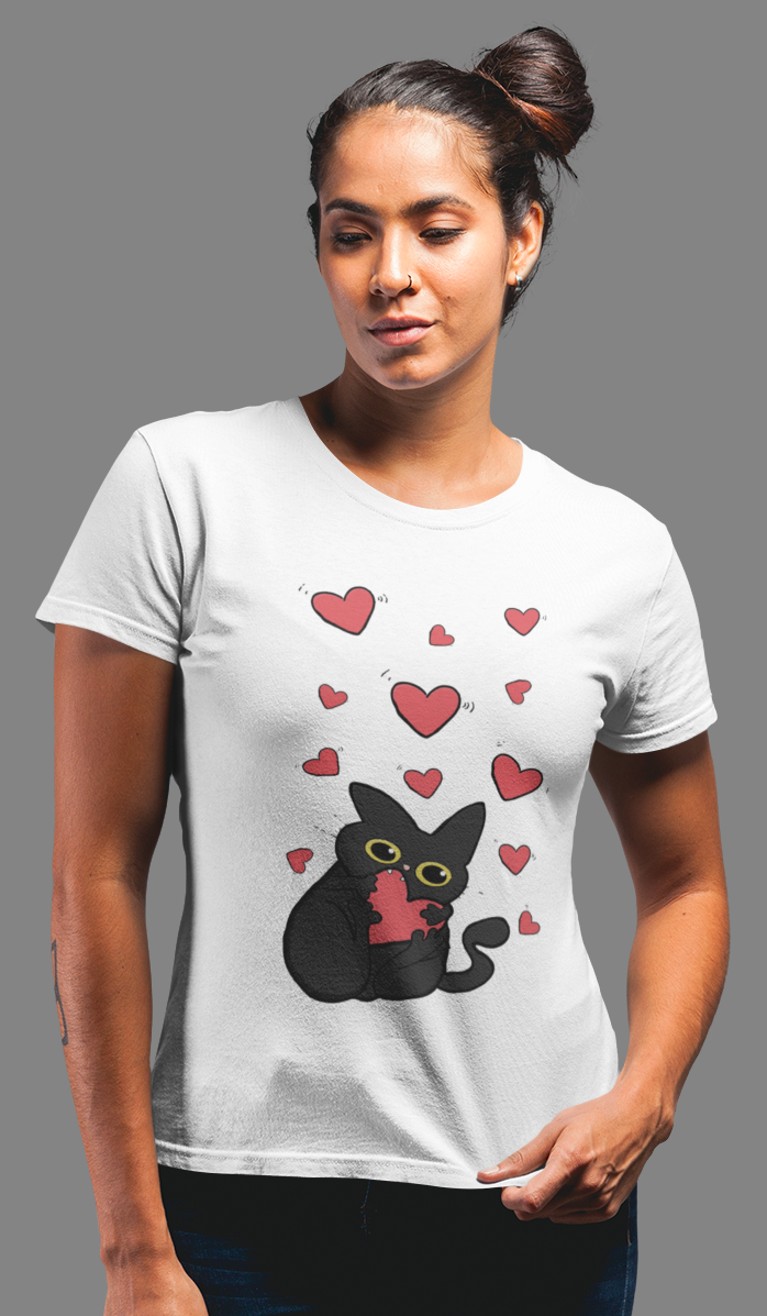 Camiseta personalizada Gatinho e Corações