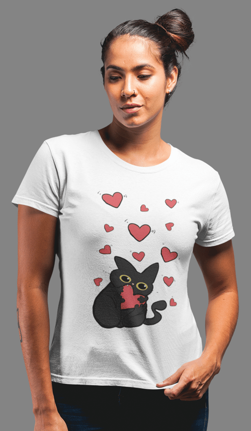 Camiseta personalizada Gatinho e Corações