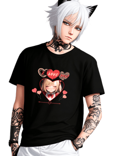 camisa masculina I Love You ! , anime girl print