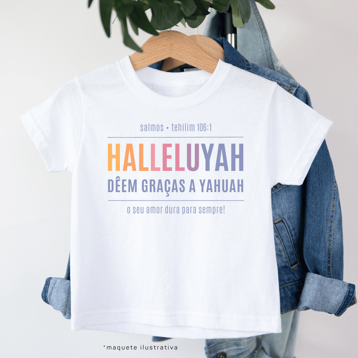 Nome do produto: Camiseta infantil HALLELUYAH COLOR - Salmo 106