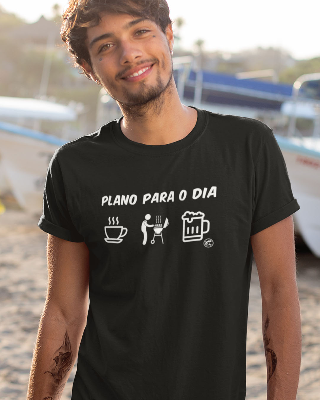 Camiseta Plano para o dia: Café, Churrasco e Cerveja