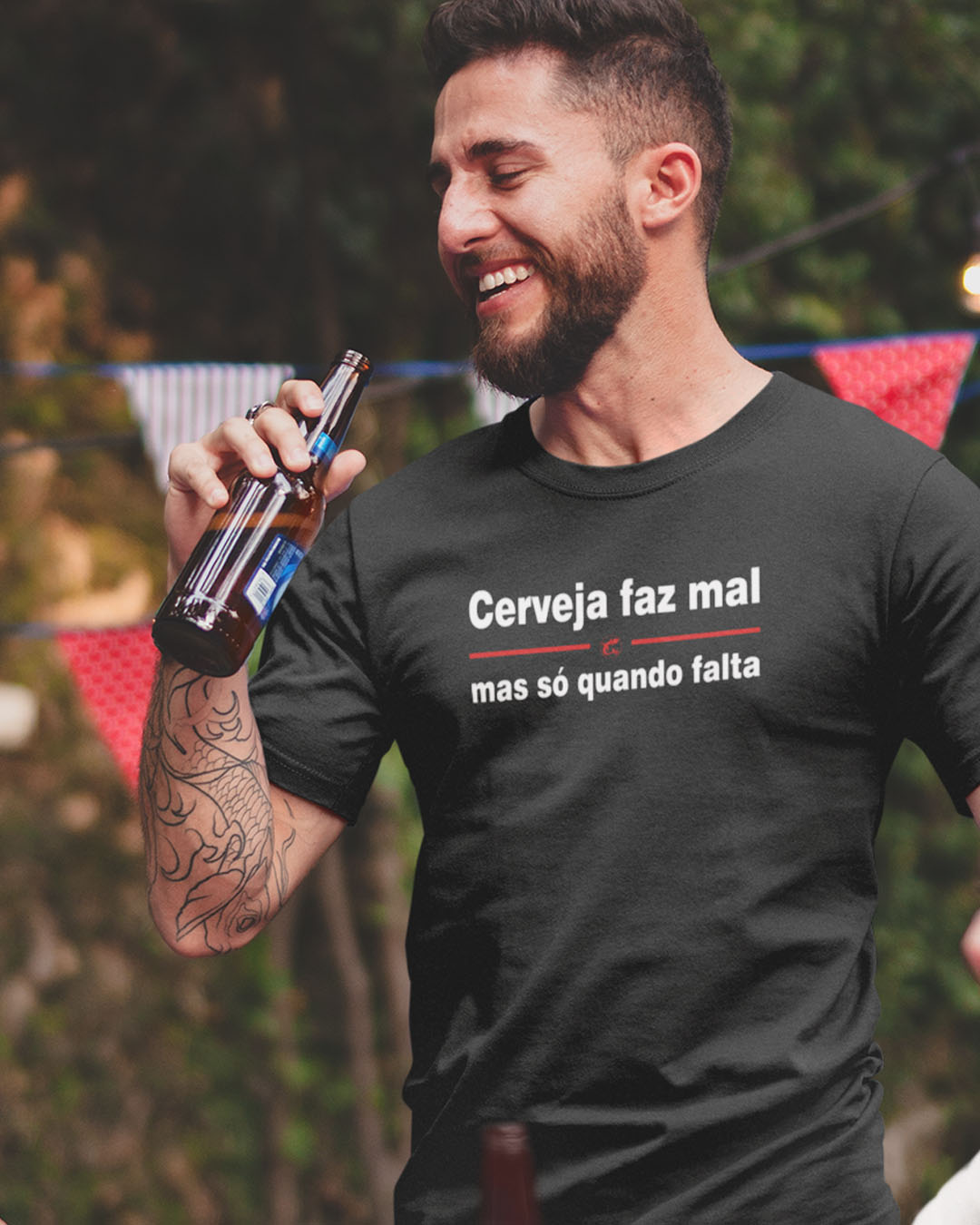 Camiseta de Boteco Cerveja faz mal, mas só quando falta