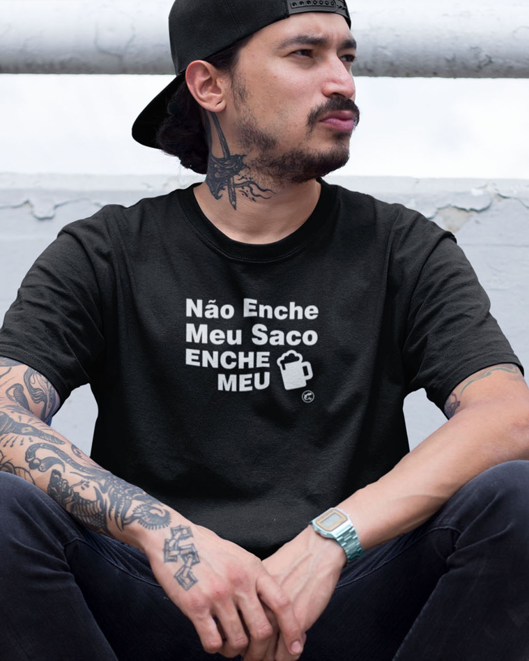 Camiseta de Boteco Não enche meu saco, enche meu copo