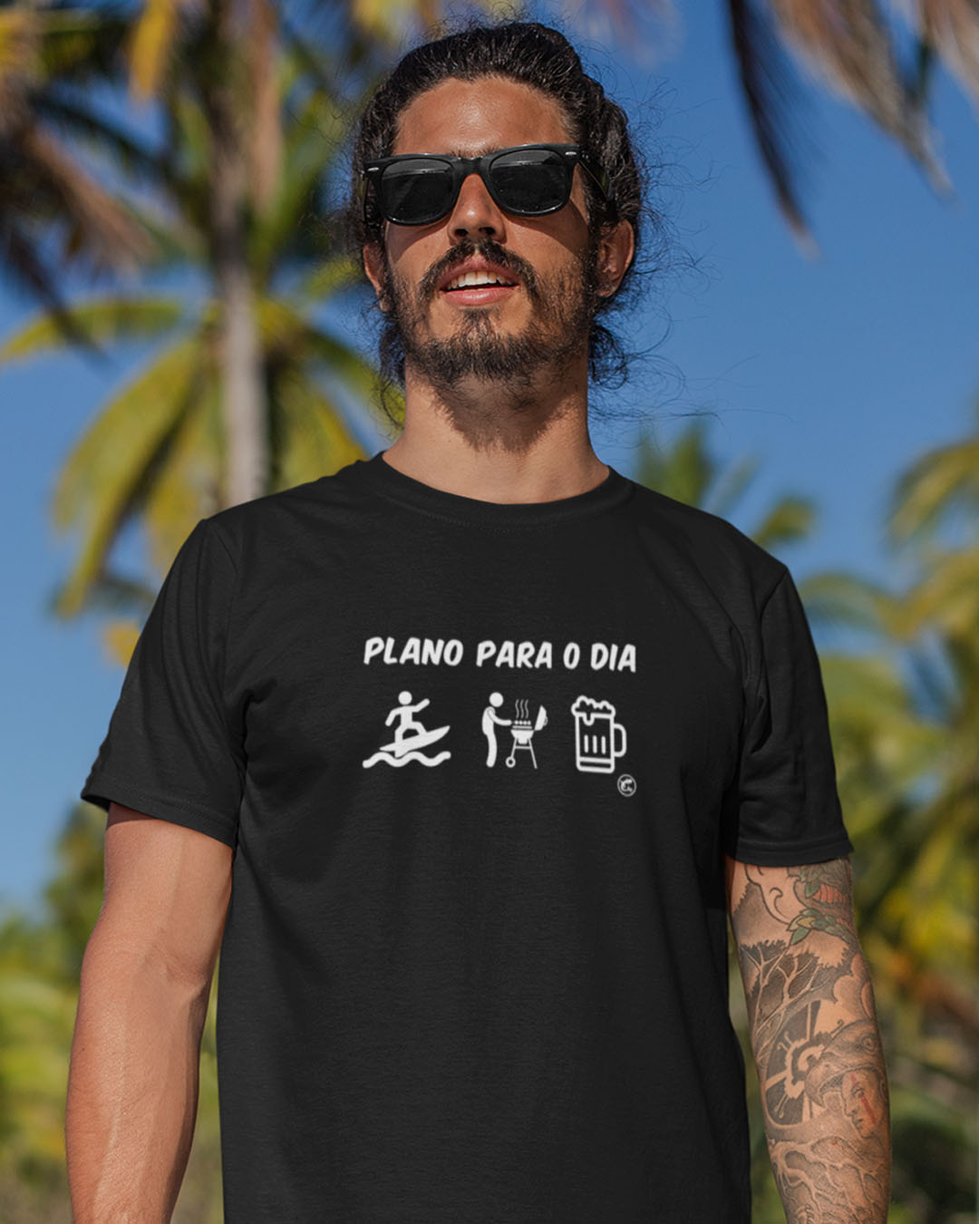 Camiseta Plano para o dia: Surfe, Churrasco e Cerveja