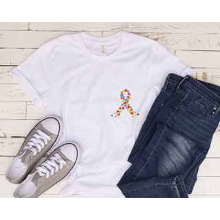 Nome do produto Camiseta Infantil -fita colorida - simbolo do autismo