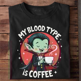 Nome do produto Camiseta Unissex - My blood type is coffee