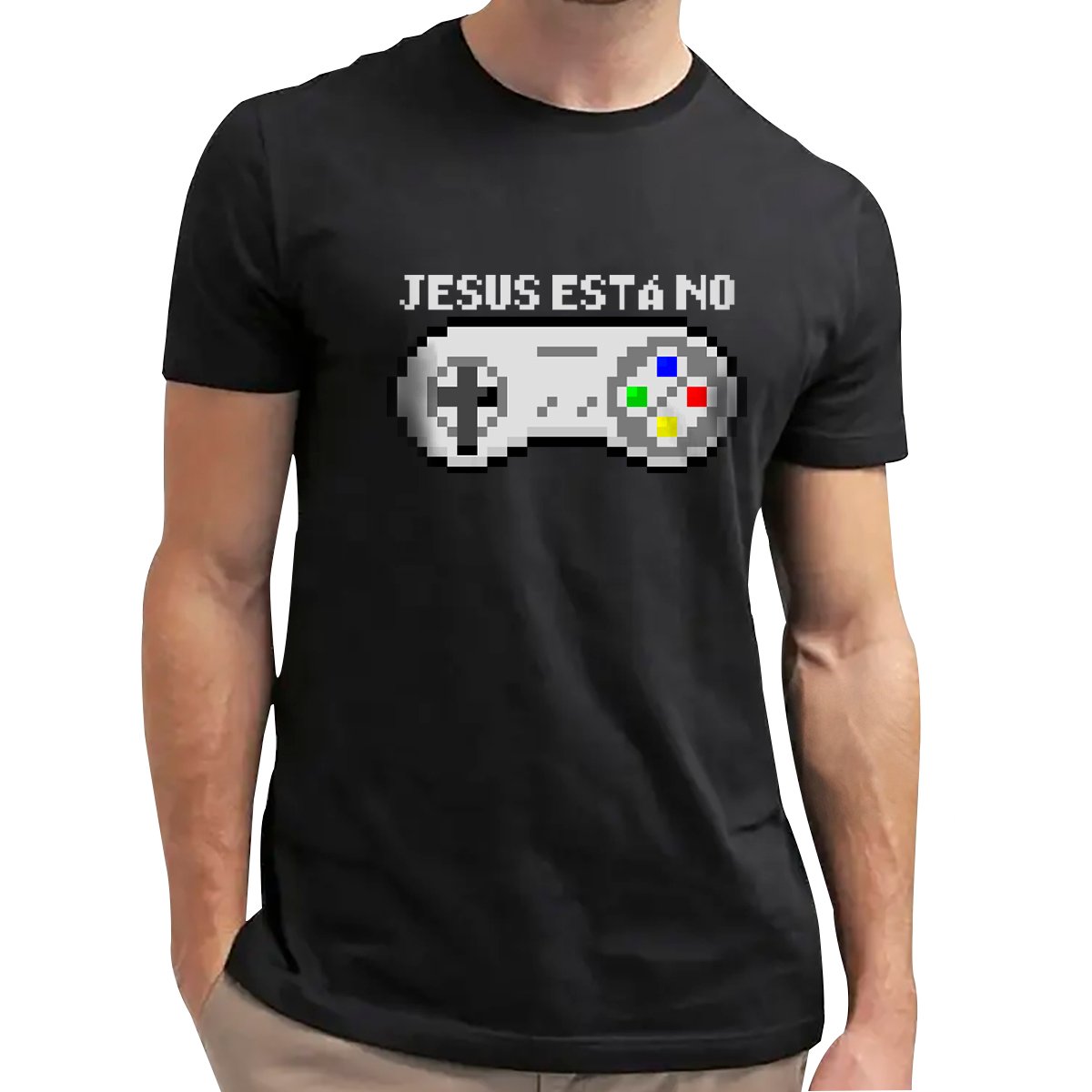 Camisa Jesus está no controle - Arte 8 bits