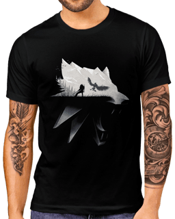 T-Shirt Masculino The Witcher Lobo