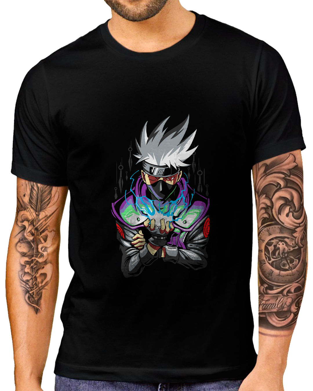 T-Shirt Masculino Kakashi Sensei Chidori