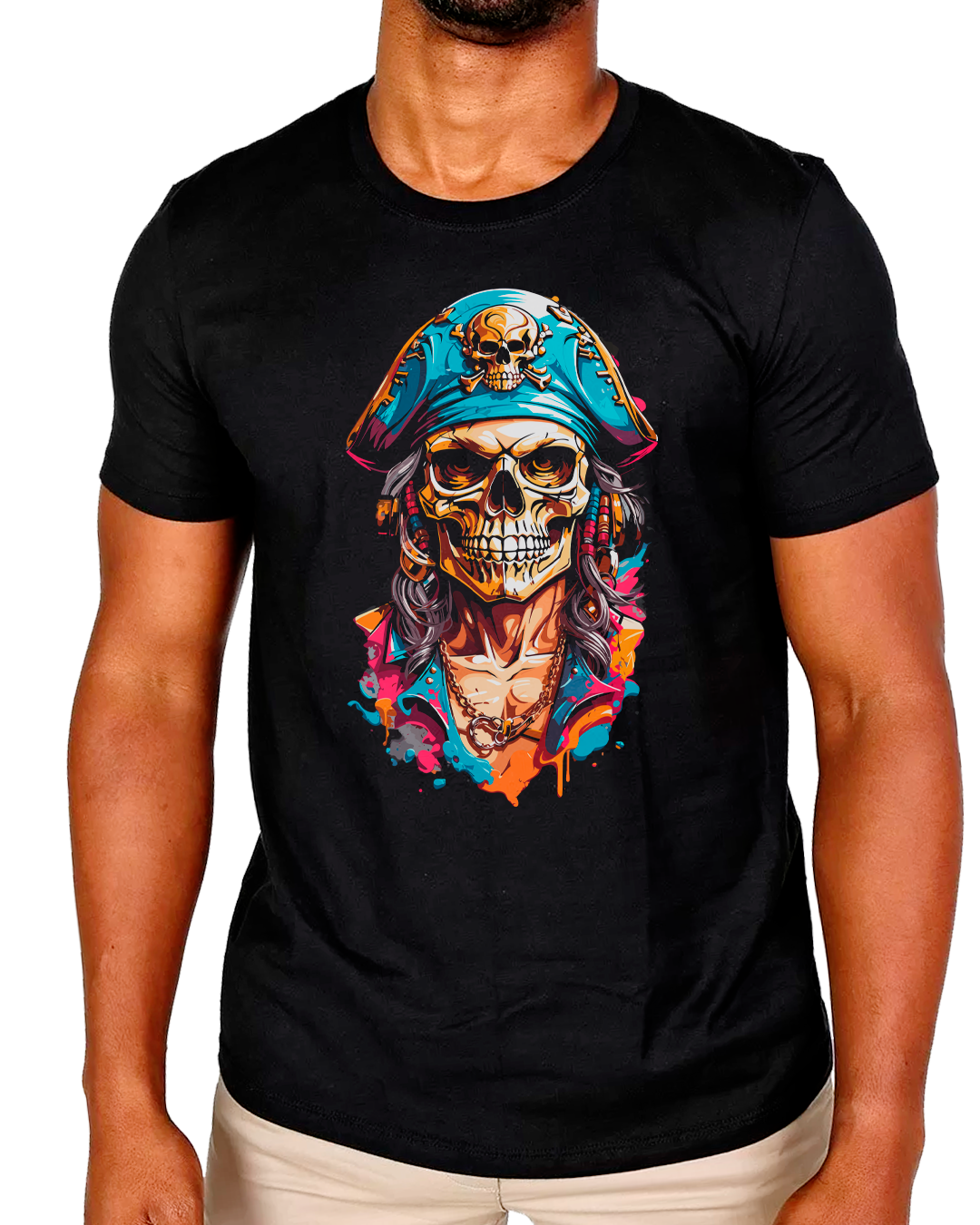 T-Shirt Masculino Pirata Arte Chapeu