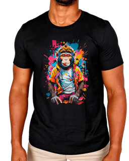 T-Shirt Masculino Macaco Arte