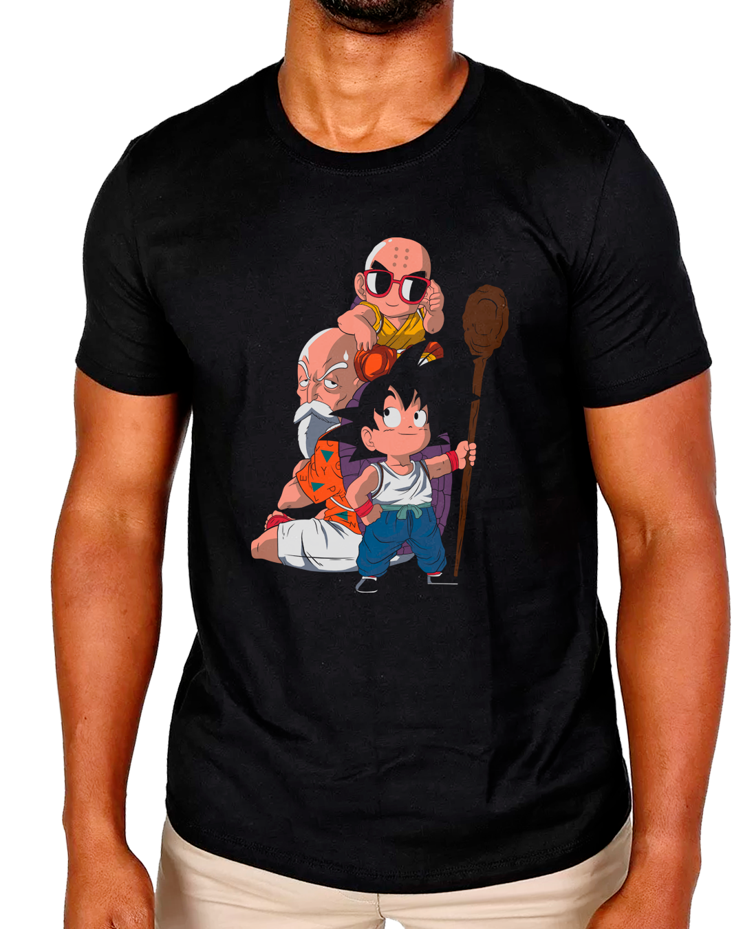 T-Shirt Masculino Goku, Mestre Kame e Kuririn