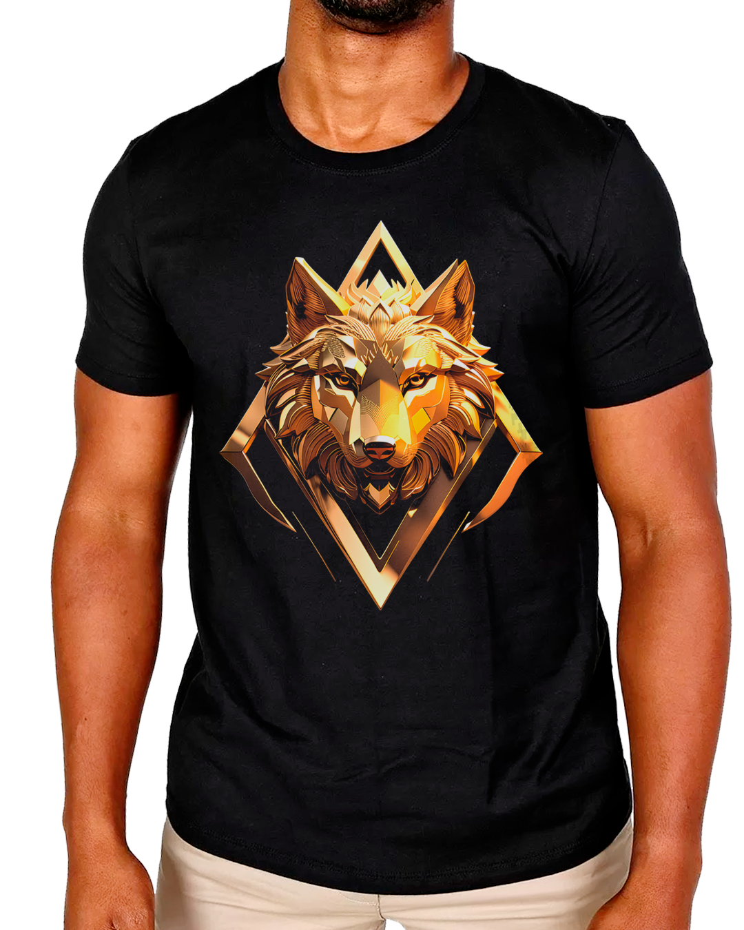 T-Shirt Masculino Lobo Ouro