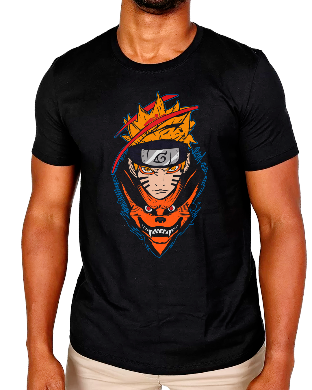 T-Shirt Masculino Naruto e Kurama