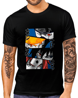 T-Shirt Masculino Naruto, Sakura, Sasuke e Kakashi