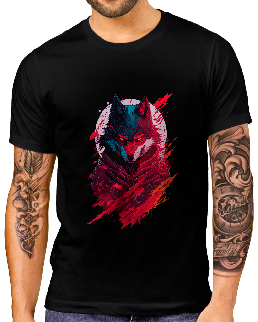 T-Shirt Masculino Lobo Arte