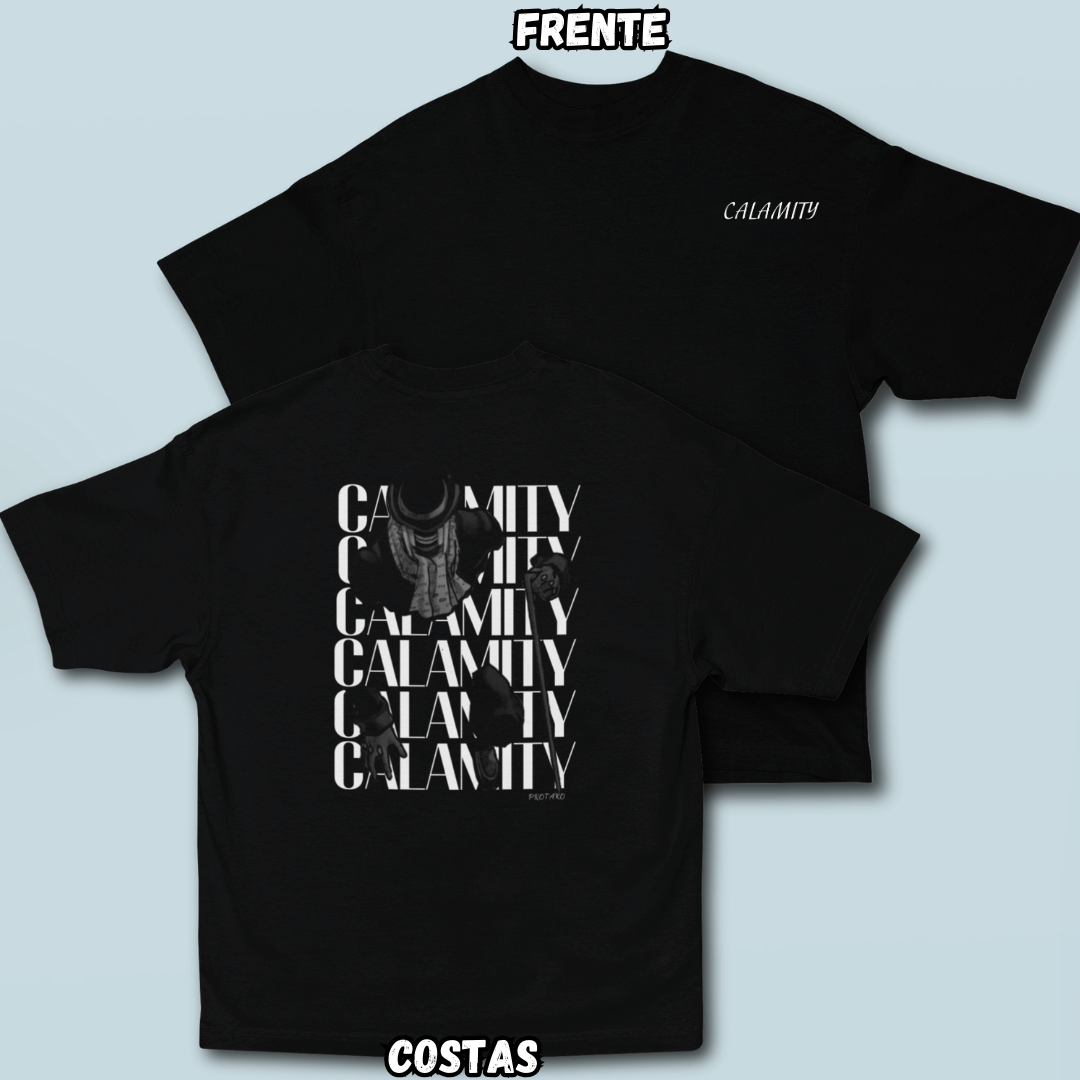 Camiseta Oversized Calamity Wou Frente Costas