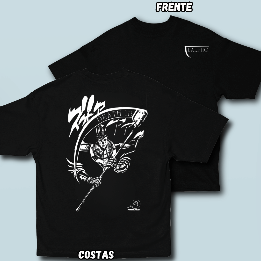 Camiseta Oversized Death 13 Frente Costas R$149,80 em PROTAKO