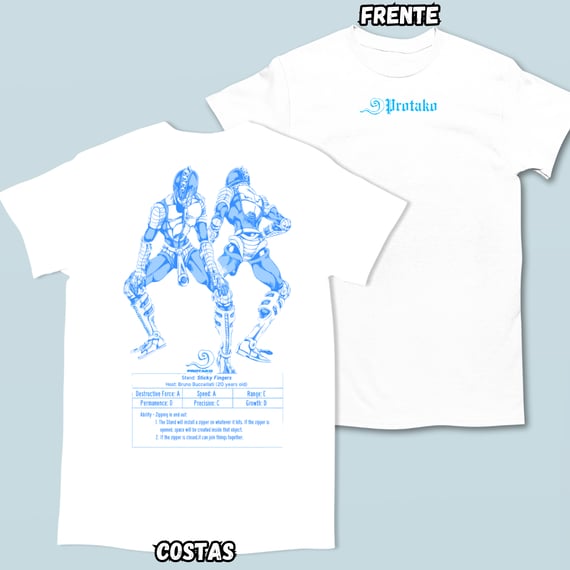 Camiseta Ziper Frente Costas 