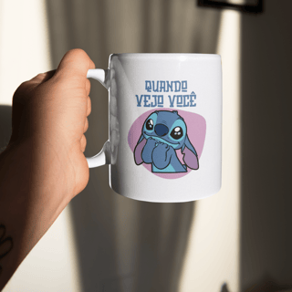 Caneca: Quando vejo você Stitch