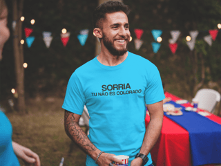 Nome do produto Camiseta Sorria, tu não és colorado! - Estampa Preta