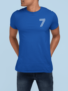 Nome do produto Camiseta 7 Renato - Estampa Branca e Azul