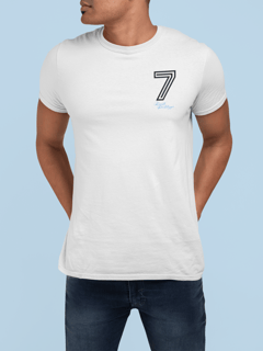 Nome do produto Camiseta 7 Renato - Estampa Preta e Azul