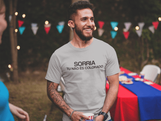 Nome do produto Camiseta Sorria, tu não és colorado! - Estampa Preta