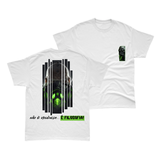 Camiseta Urgot Não é Vioência... É Filosofia - Branca