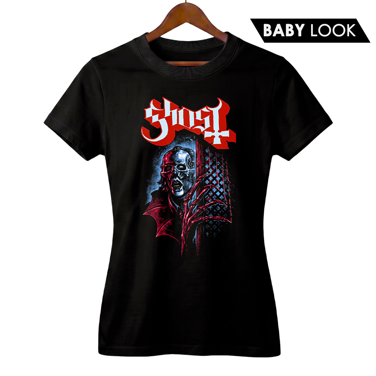 Baby Look Feminina Ghost | Skeleta | Rock