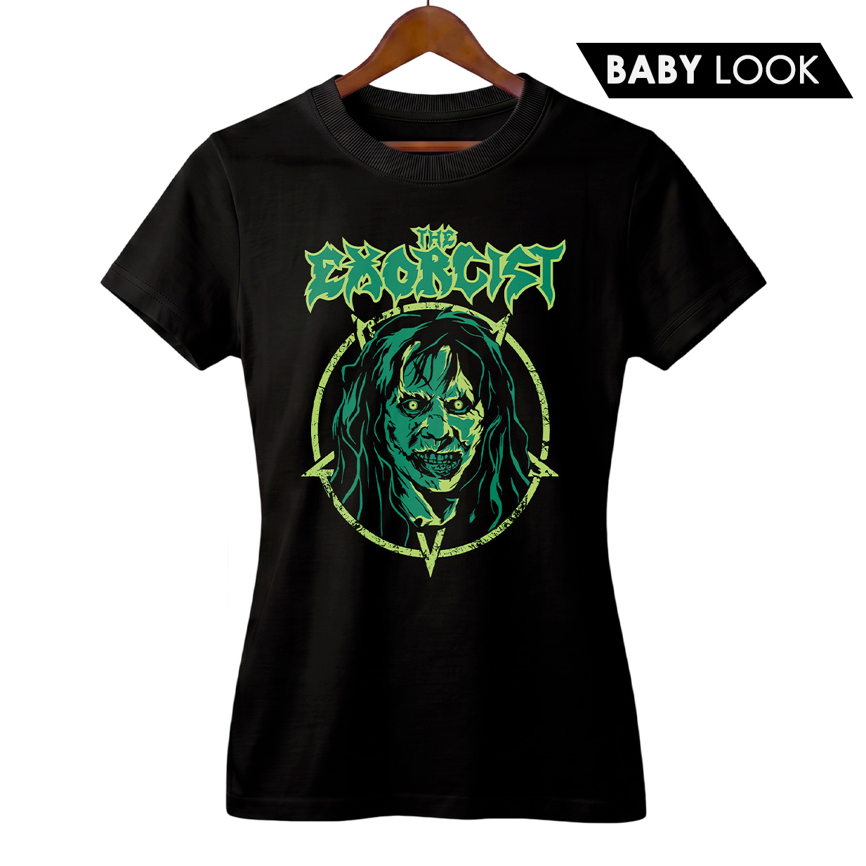 Baby Look Feminina O Exorcista + Banda Exodus | Rock Horror