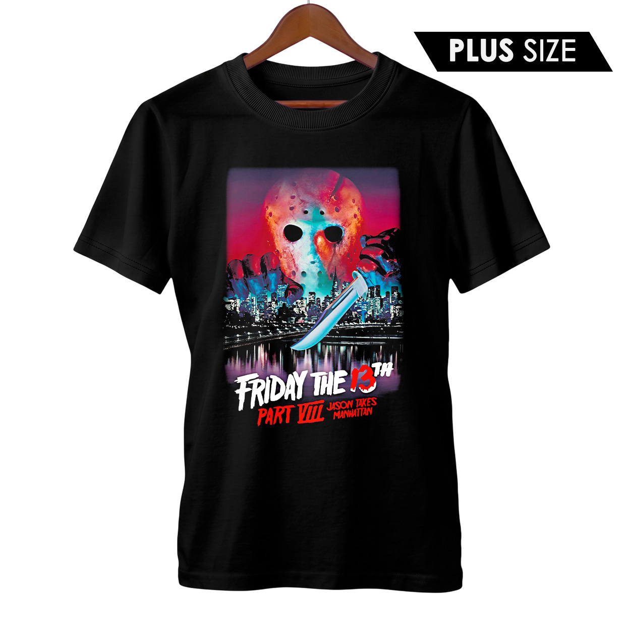 Camiseta Plus Size Sexta-Feira 13 - Parte 8: Jason Ataca em Nova York | Capa do Filme | Filme de Terror