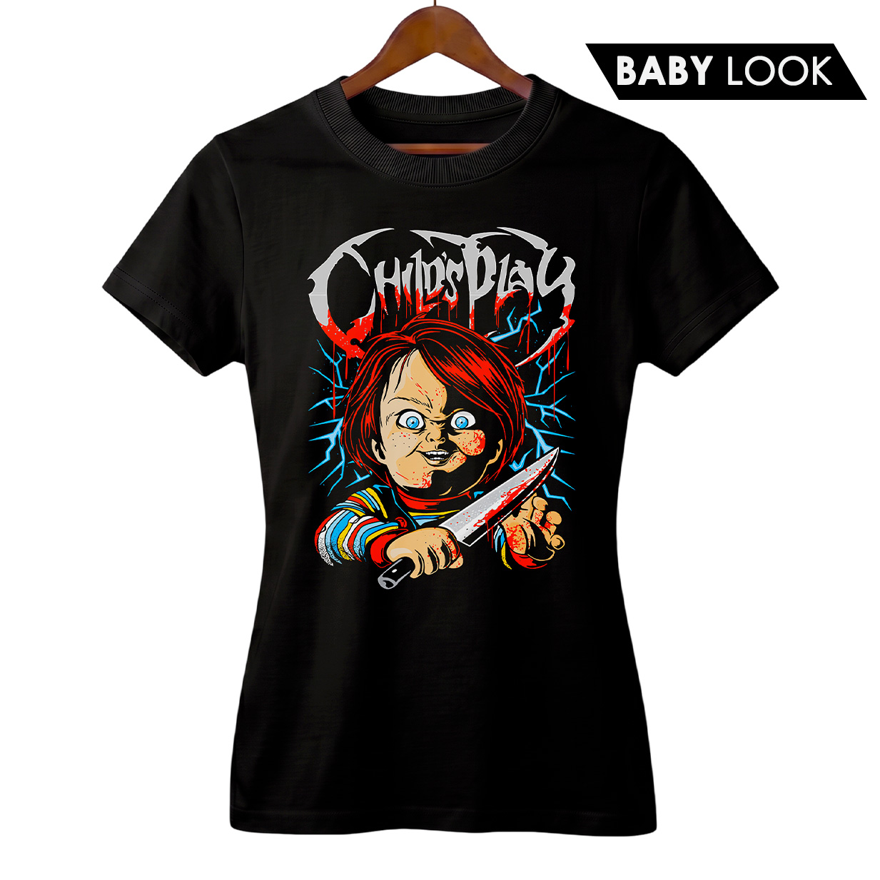 Baby Look Feminina Brinquedo Assassino + Banda Obituary | Rock Horror