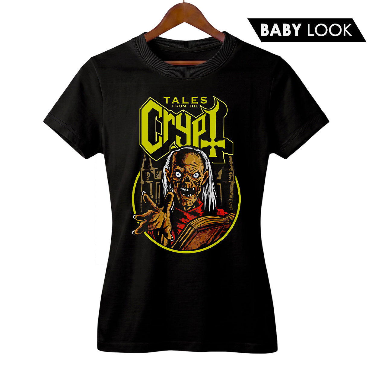 Baby Look Feminina Contos da Cripta + Banda Ghost | Rock Horror