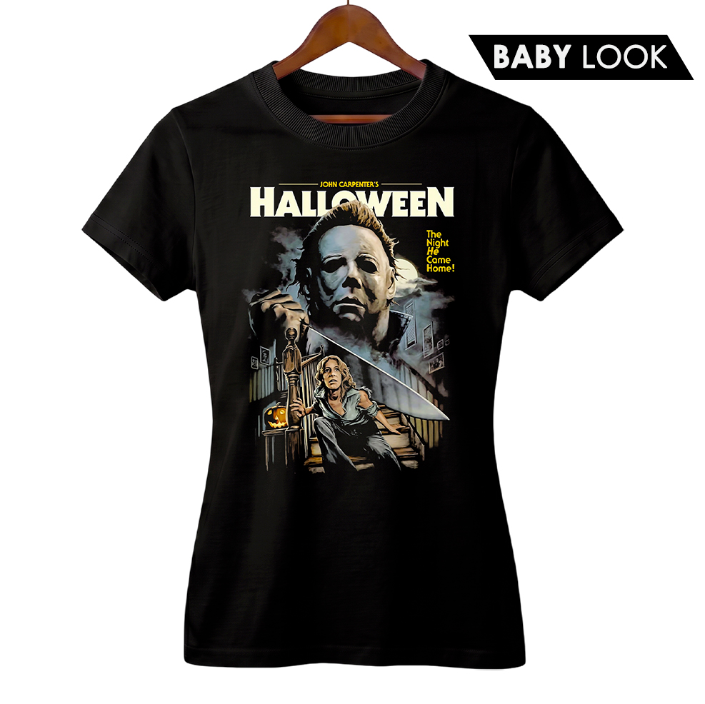 Baby Look Feminina Halloween | A Noite Ele Volta para Casa | Filme de Terror