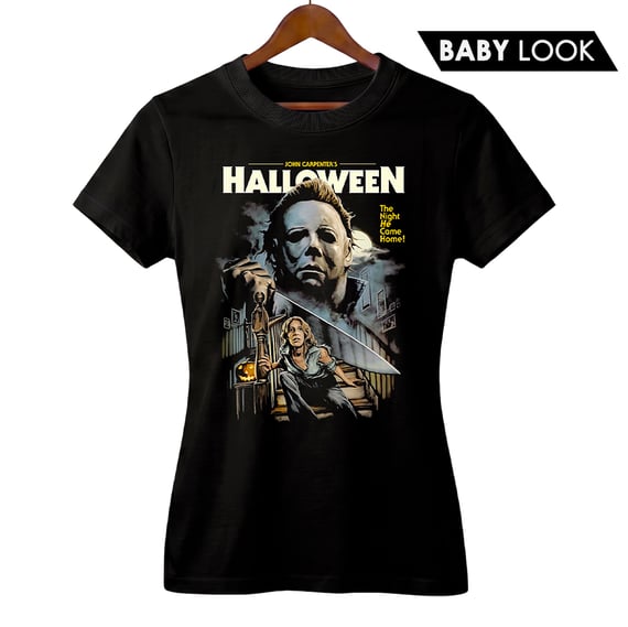 Baby Look Feminina Halloween | A Noite Ele Volta para Casa | Filme de Terror