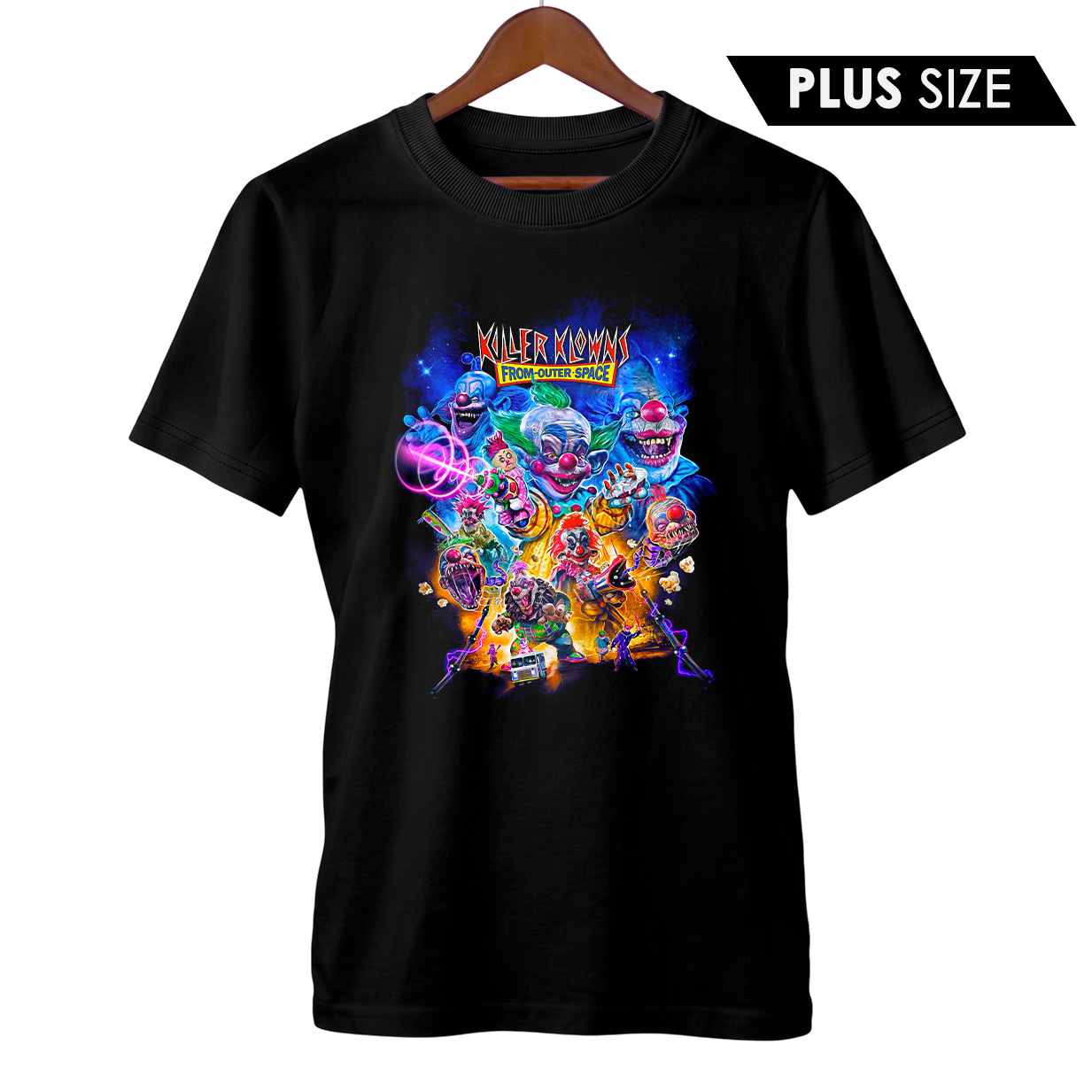 Camiseta Plus Size Palhaços Assassinos | Invasão Cósmica | Filme de Terror