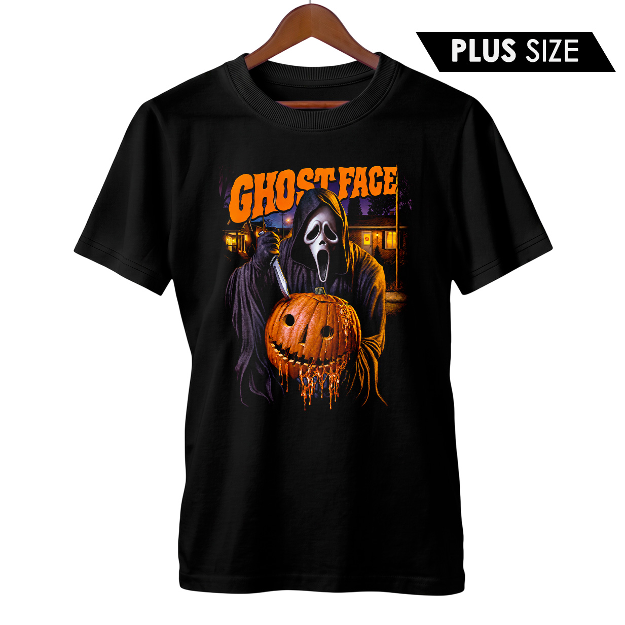 Camiseta Plus Size Pânico | Ghostface no Dia das Bruxas | Filme de Terror