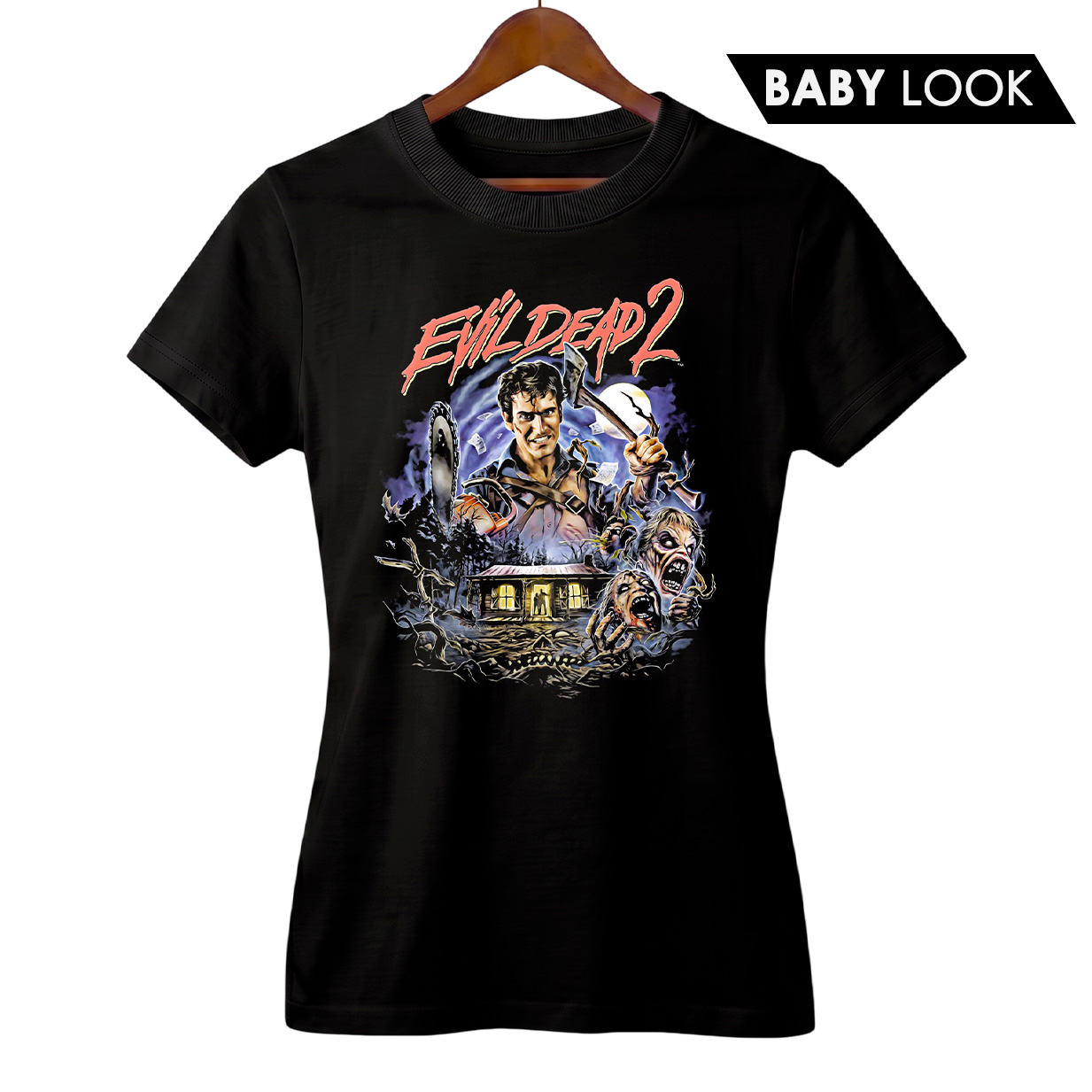 Baby Look Feminina Uma Noite Alucinante 2 - Evil Dead | Serra dos Mortos | Filme de Terror