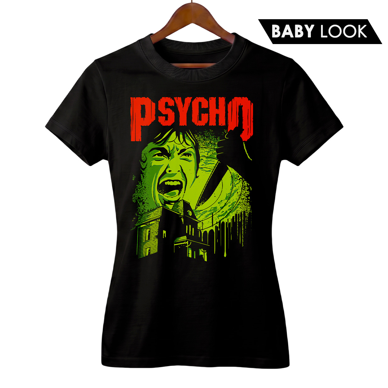 Baby Look Feminina Psicose + Banda Pantera | Rock Horror