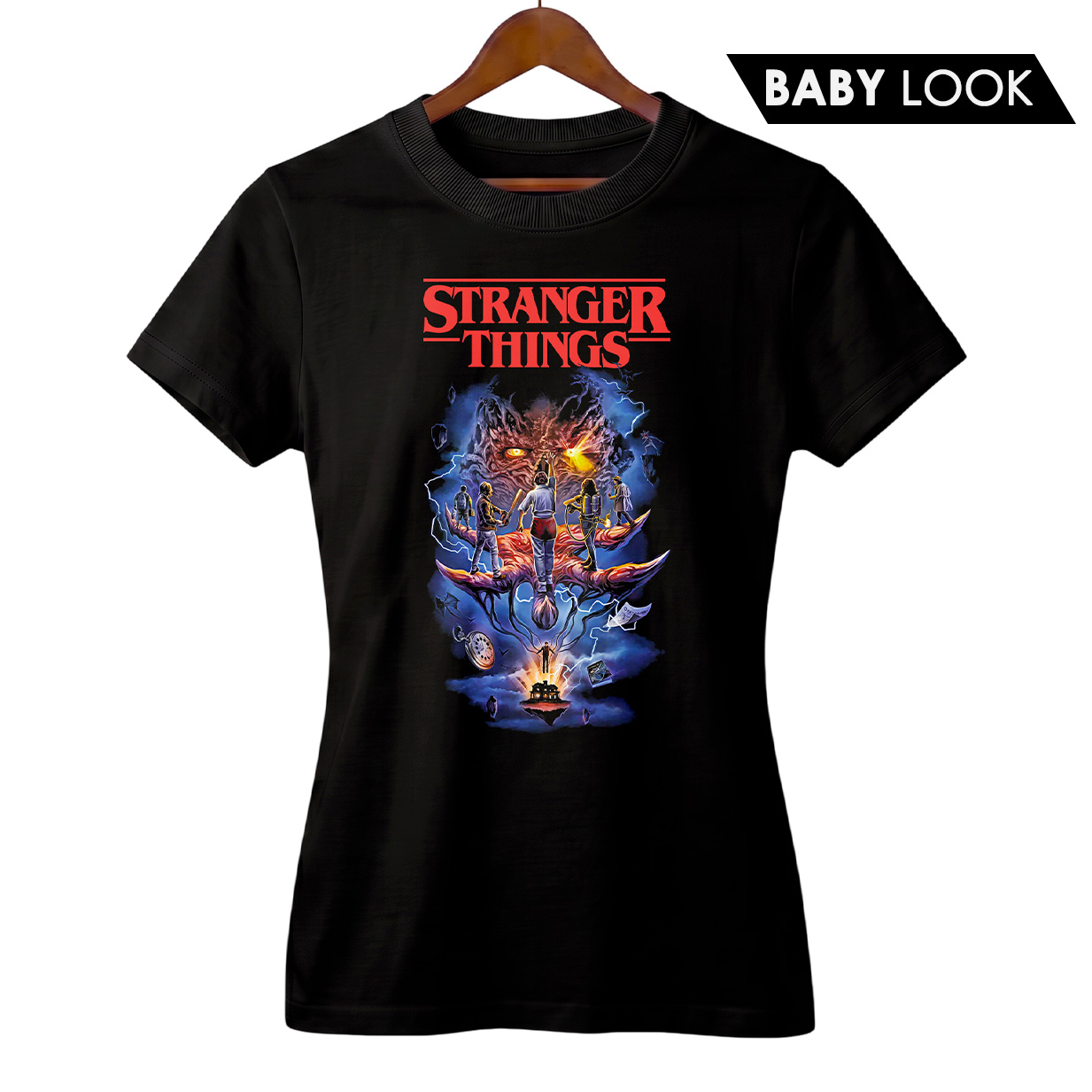 Camiseta Feminina Stranger Things Estampa Série Terror