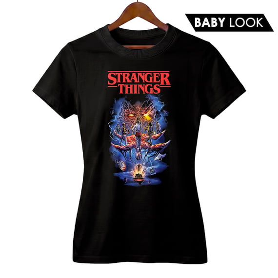 Camiseta Feminina Stranger Things Estampa Série Terror