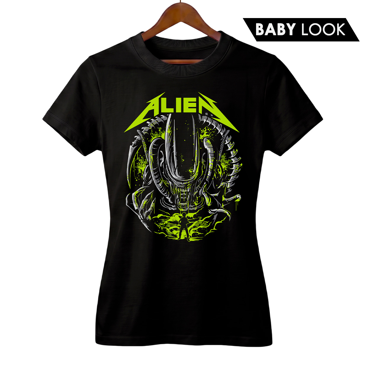 Baby Look Feminina Alien + Banda Metallica | Rock Horror