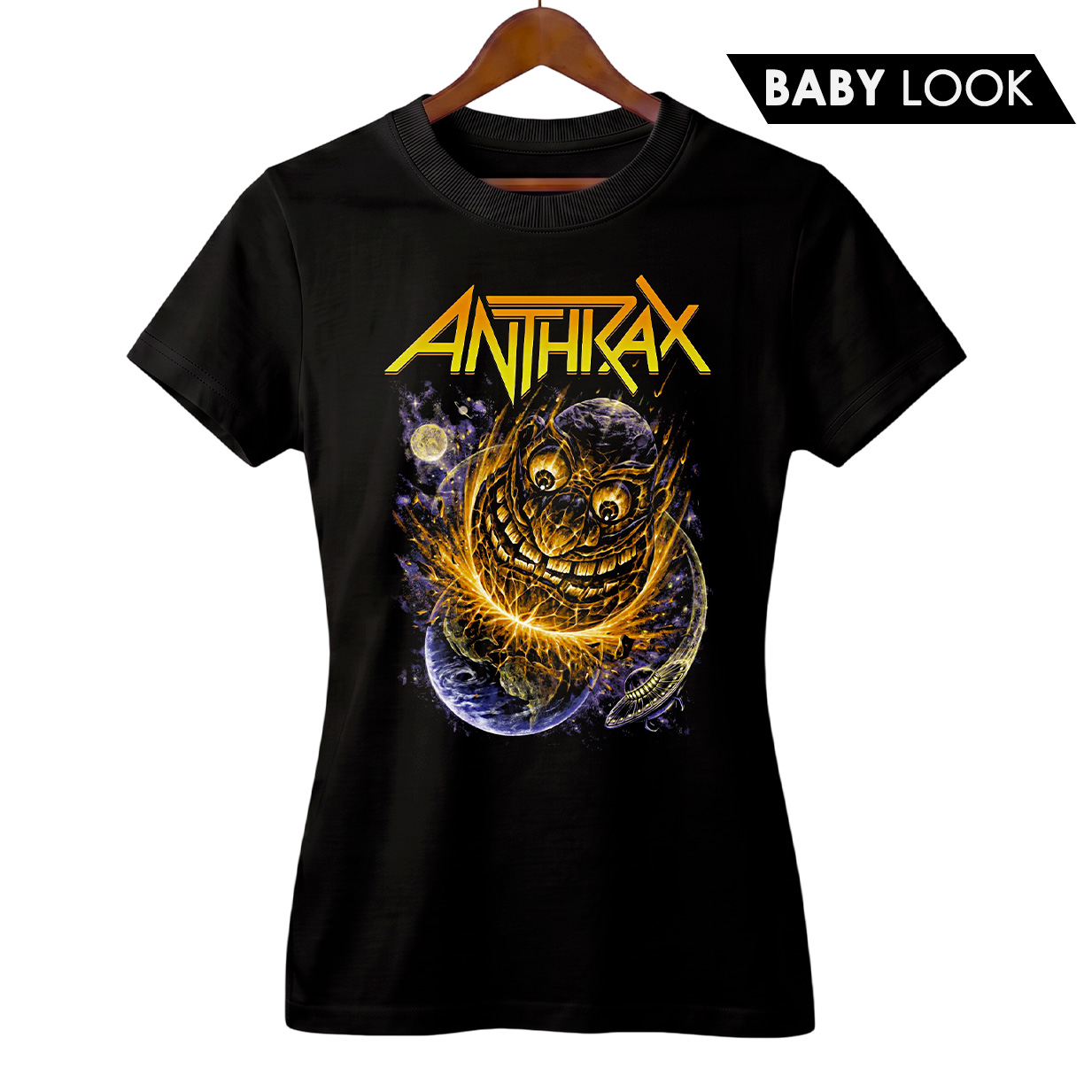 Baby Look Feminina Anthrax | Mosh Orbital | Rock
