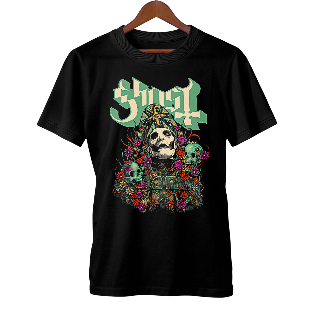 Camiseta Ghost | Caveiras e Flores | Rock