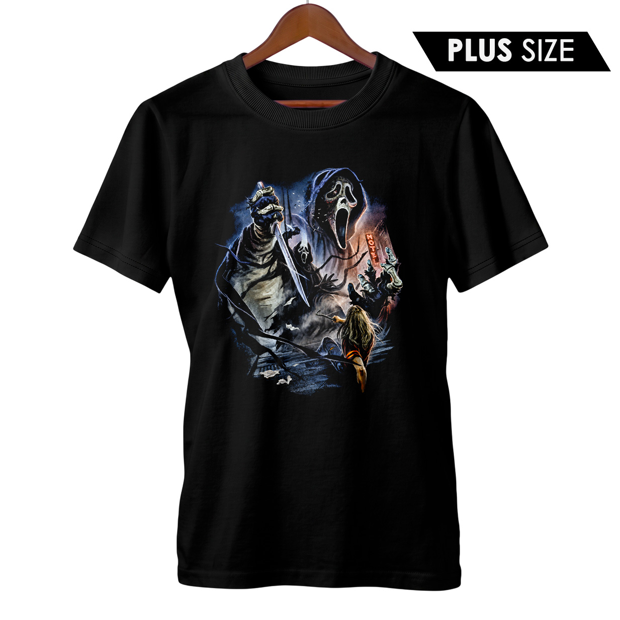 Camiseta Plus Size Pânico | Sem Saída | Ghostface | Filme de Terror